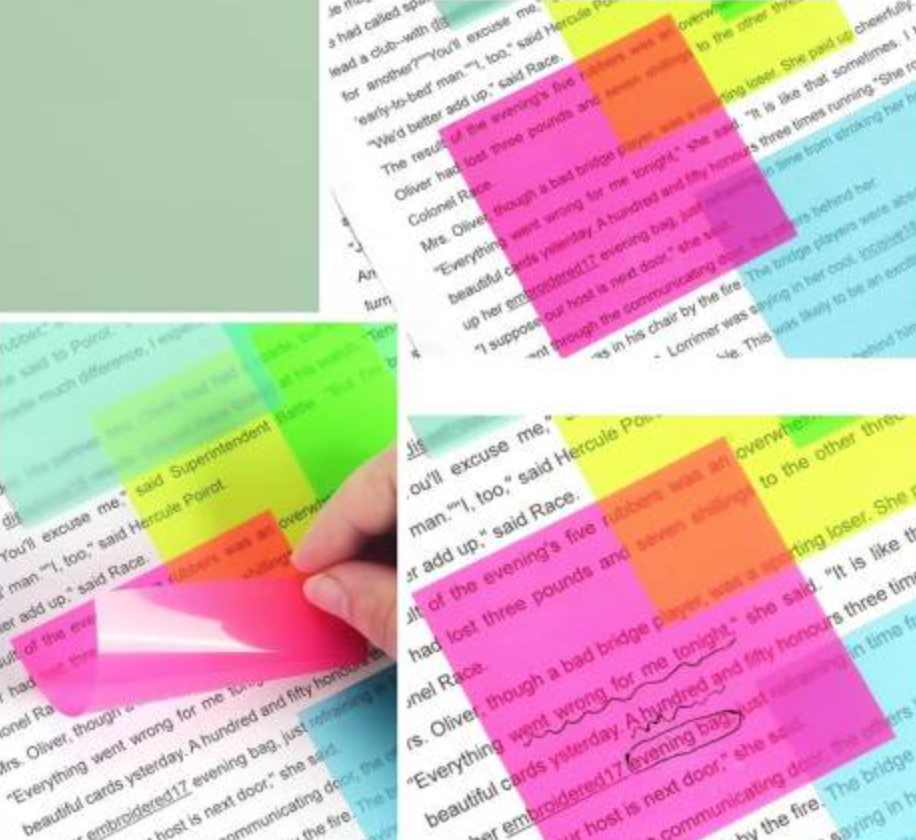 BLOCK DE NOTAS ADHESIVAS, TRANSPARENTES