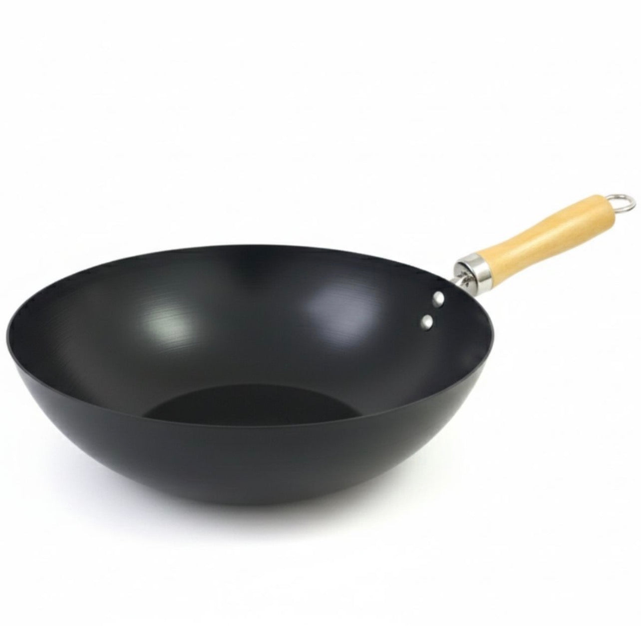 Sartén wok de acero al carbono con mango