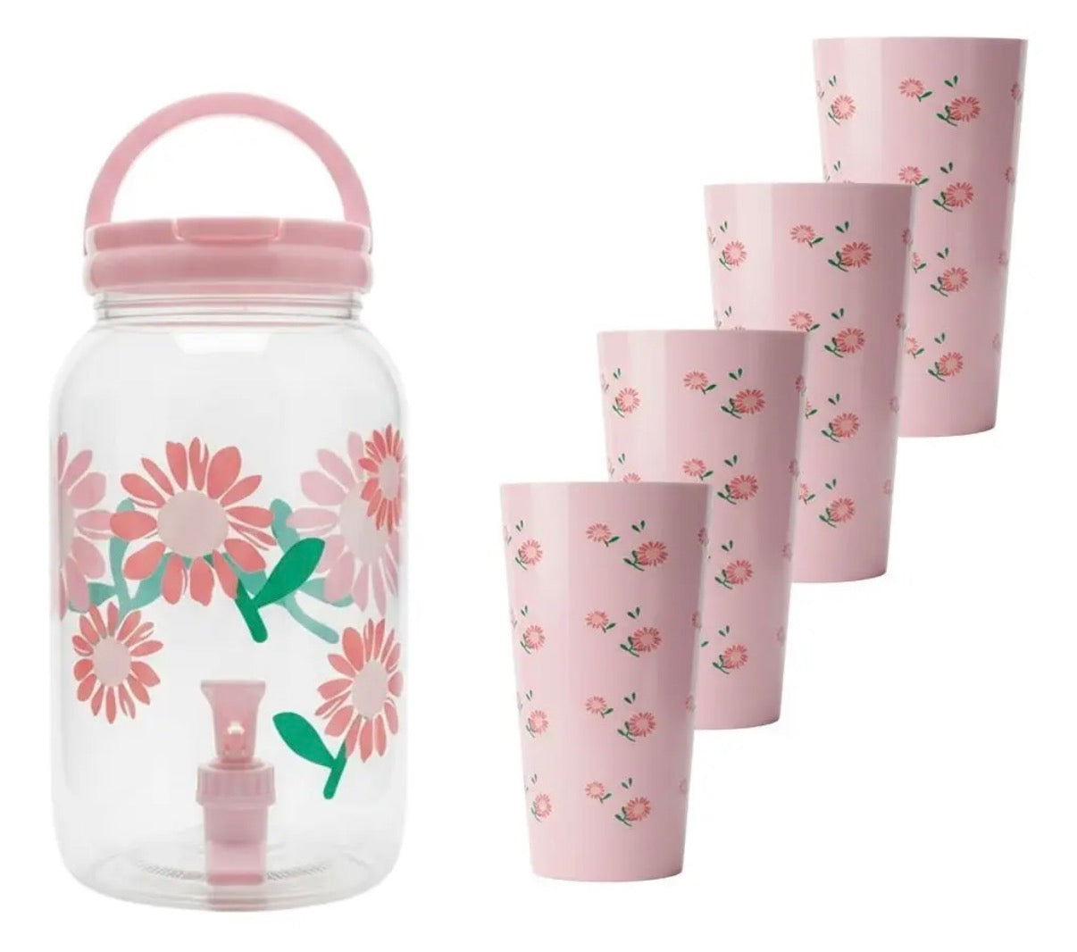 Botella dispensadora 3.5L + 4 vasos
