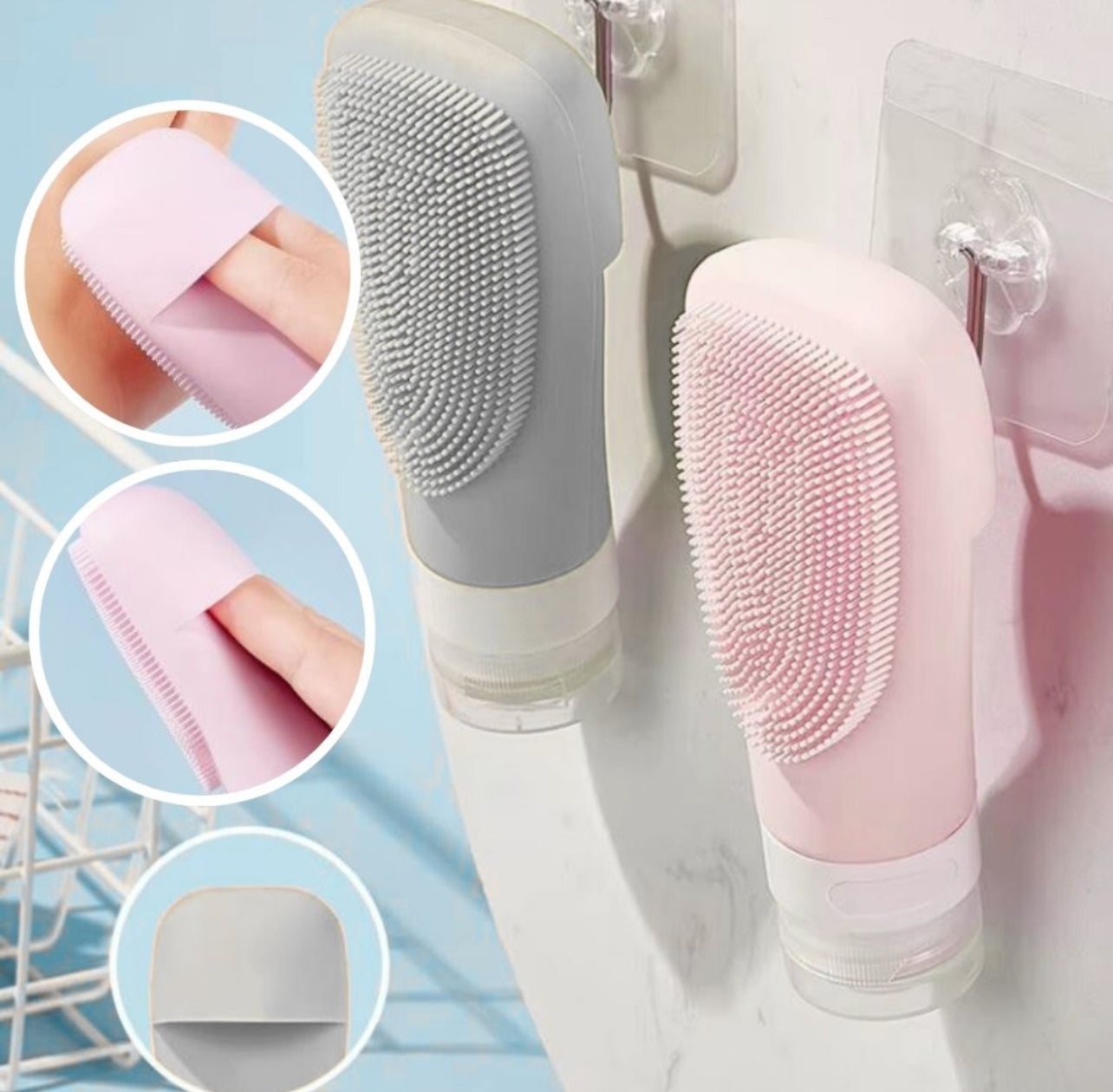 Set 4 recipientes de silicona con cepillo