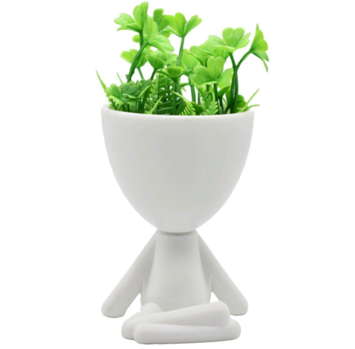 Maceta decorativa con planta artificial