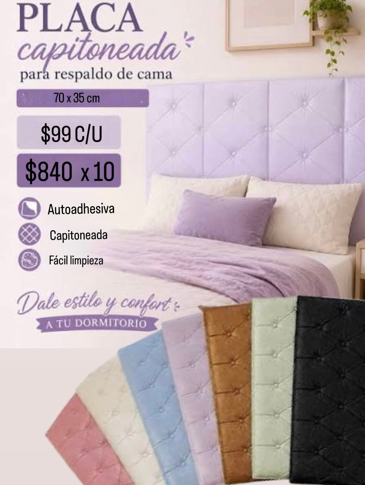 Placas autoadhesivas simil respaldo