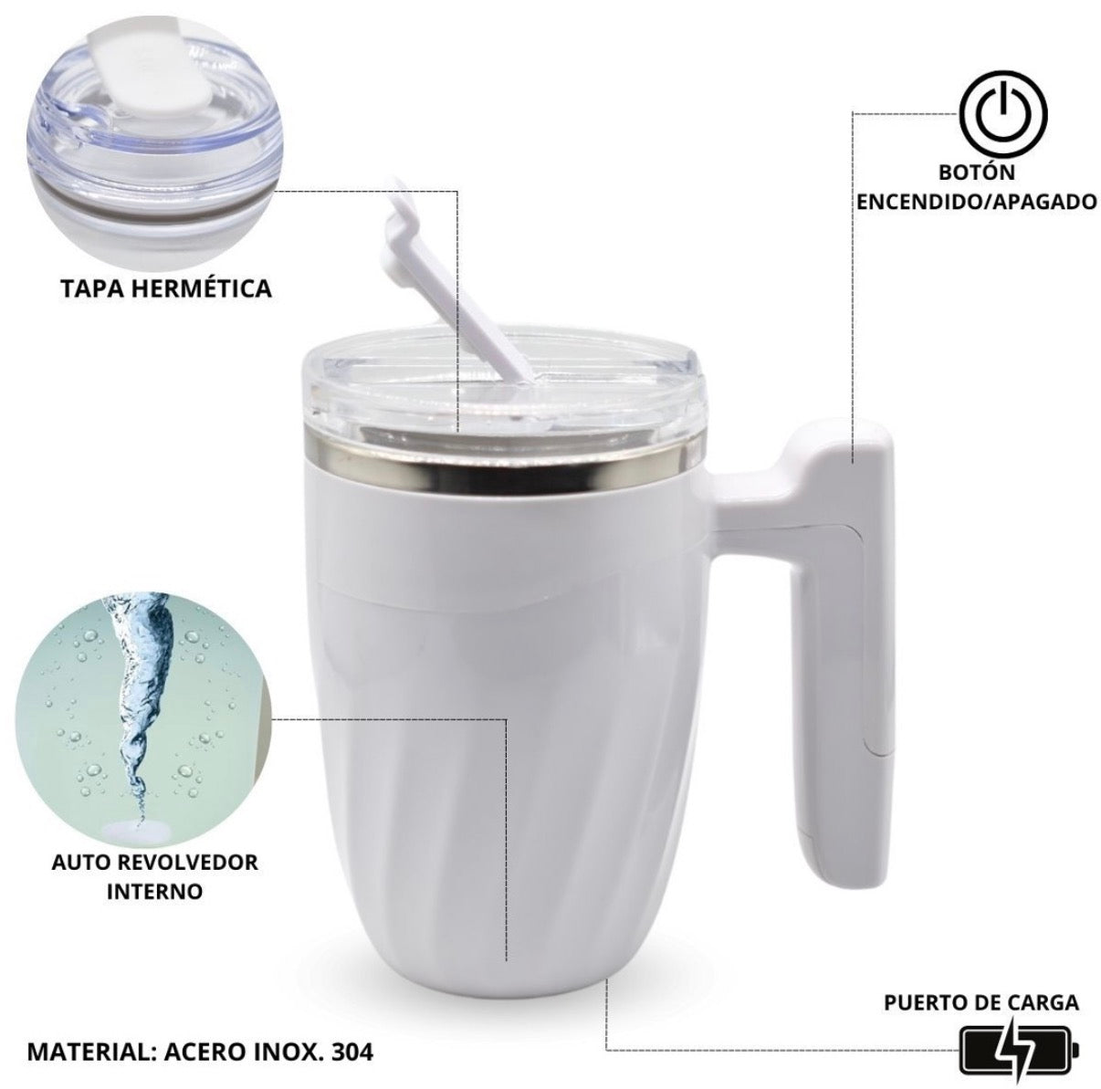 Taza térmica auto revolvedora
