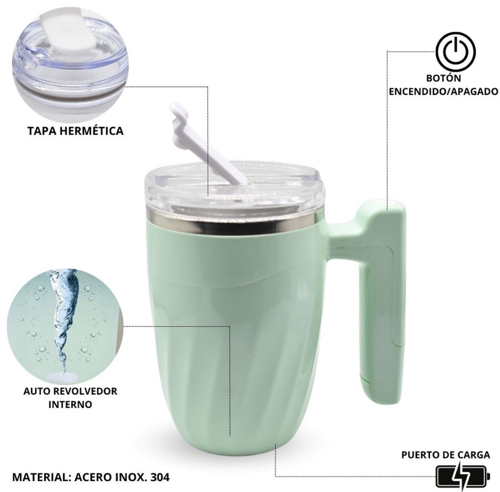 Taza térmica auto revolvedora