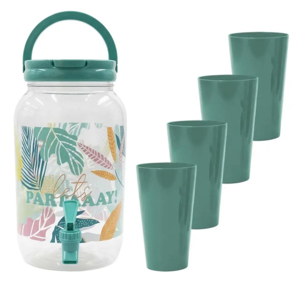 Botella dispensadora 3.5L + 4 vasos