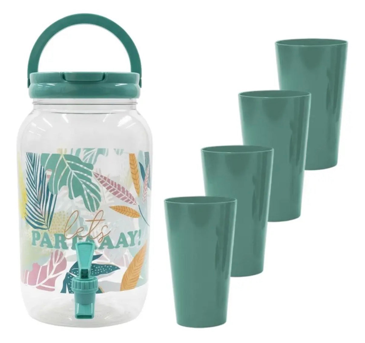 Botella dispensadora 3.5L + 4 vasos