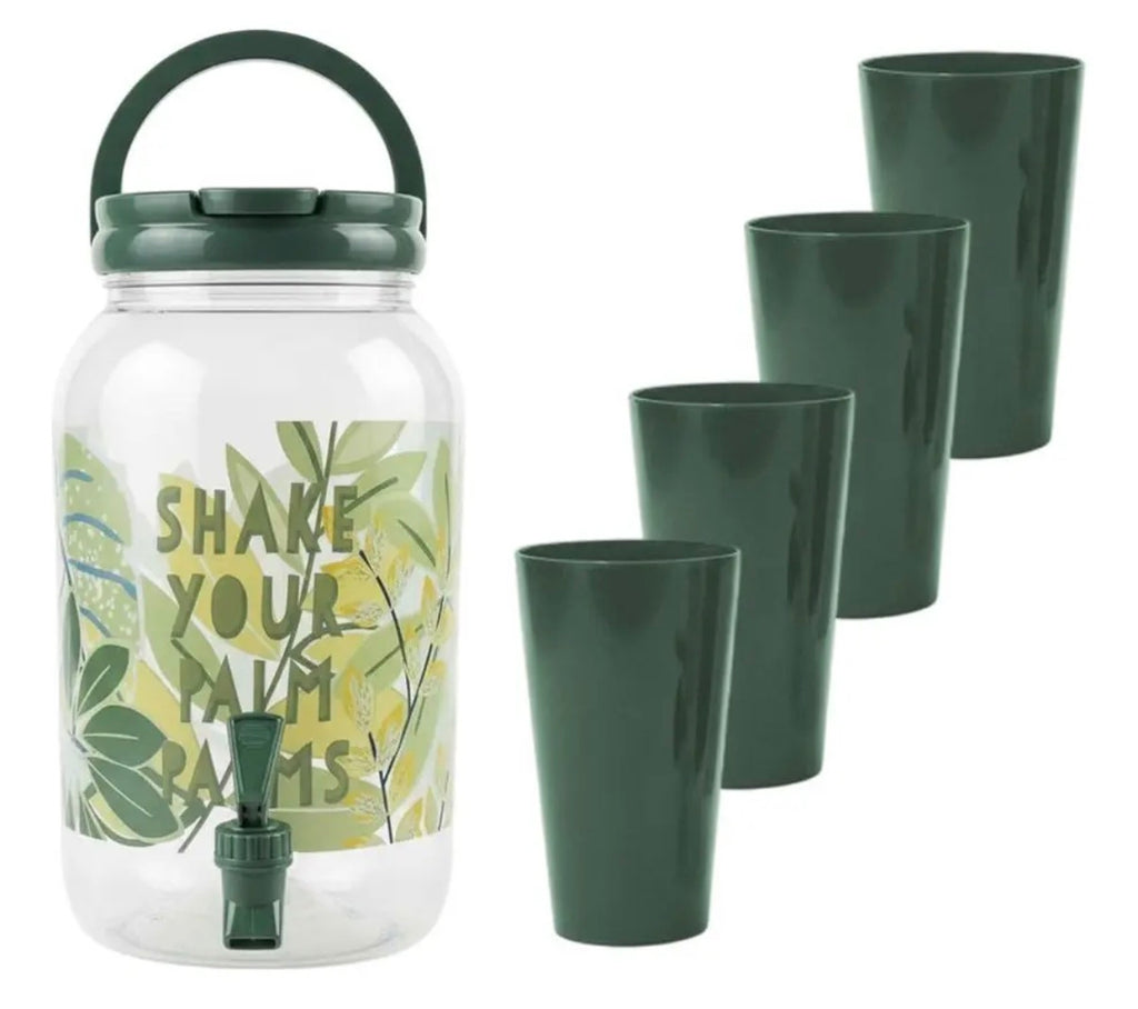 Botella dispensadora 3.5L + 4 vasos
