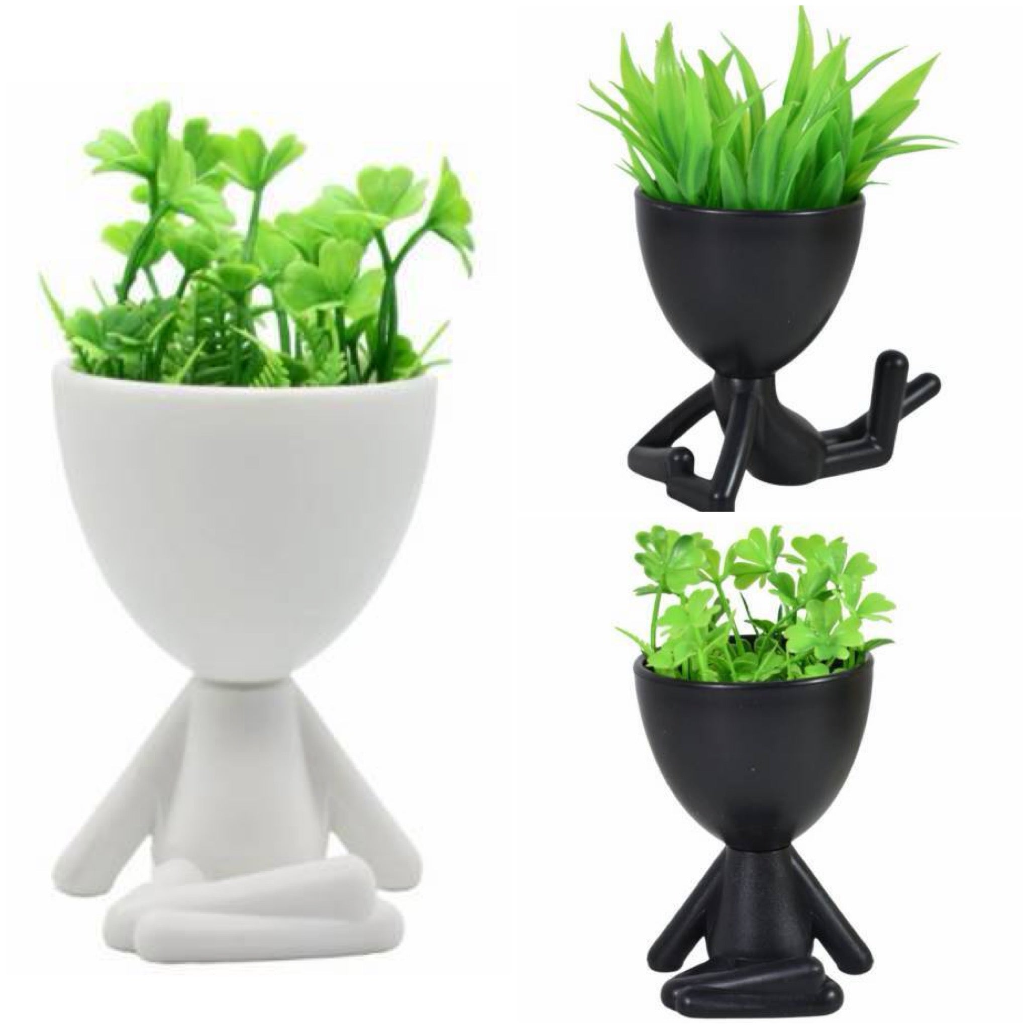 Maceta decorativa con planta artificial