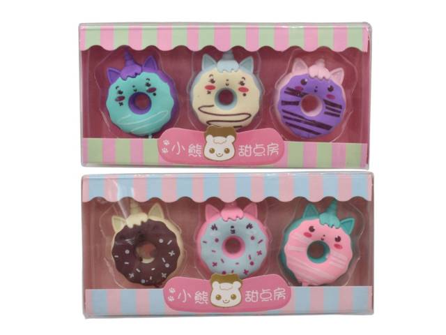 Set de gomas de borrar con diseño donas x 3 unidades 💕